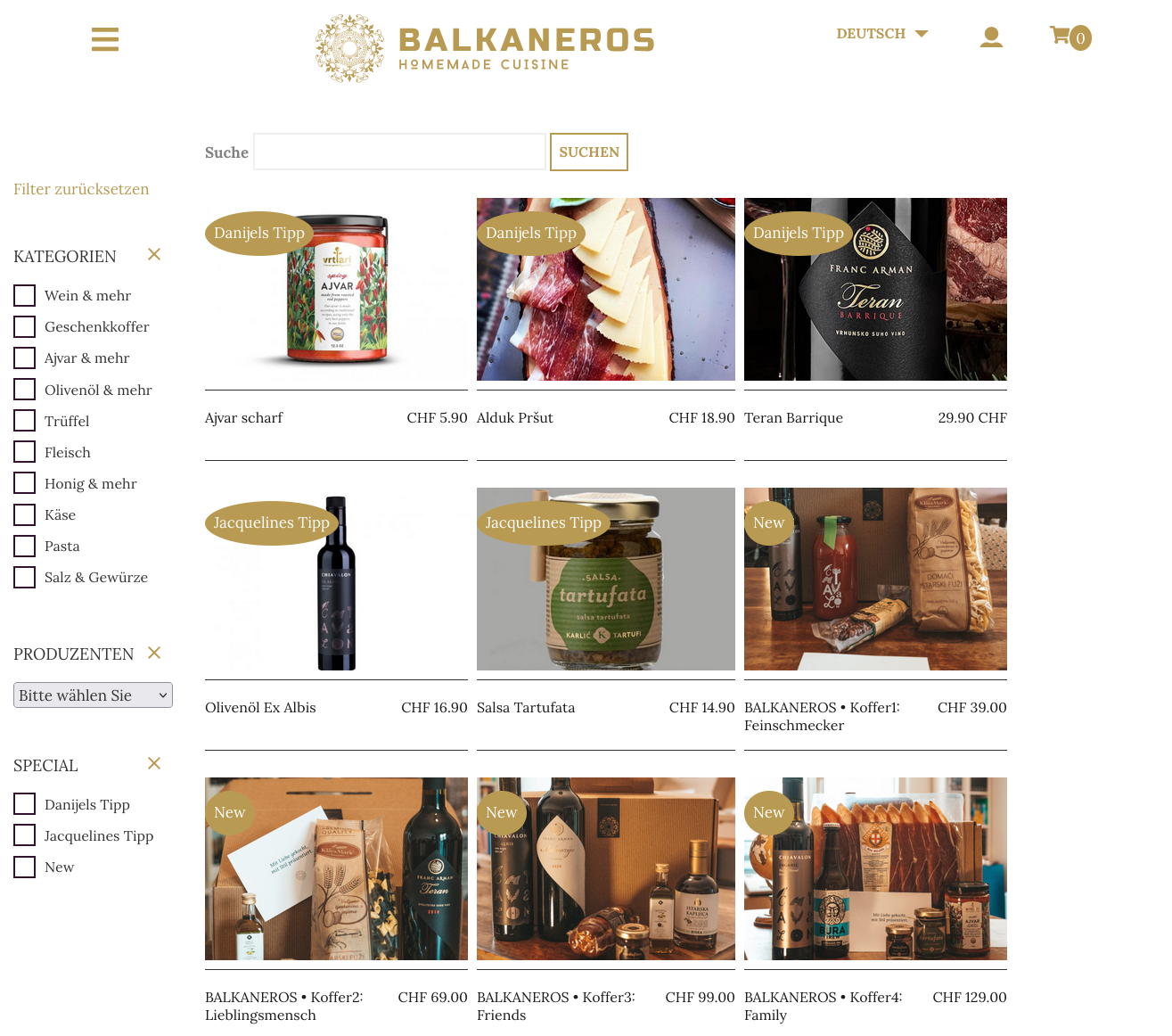 Screenshot shop.balkaneros.ch