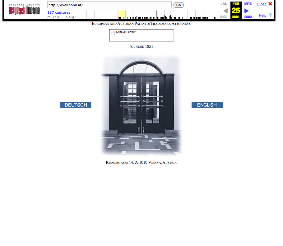 erste Version der Sonn & Partner Website