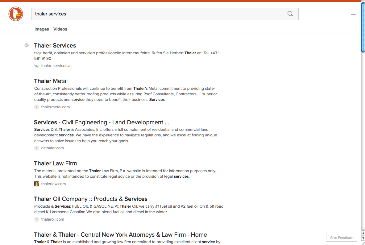 DuckDuckGo Suchergebnis